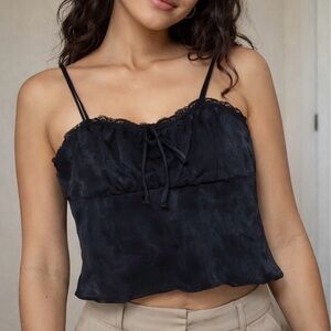 No Boundaries Elegant Black Cami with Lace